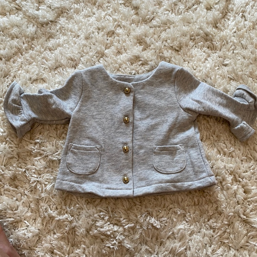 Janie and Jack Baby Girls gray cardigan jacket with Gorgeous buttons!